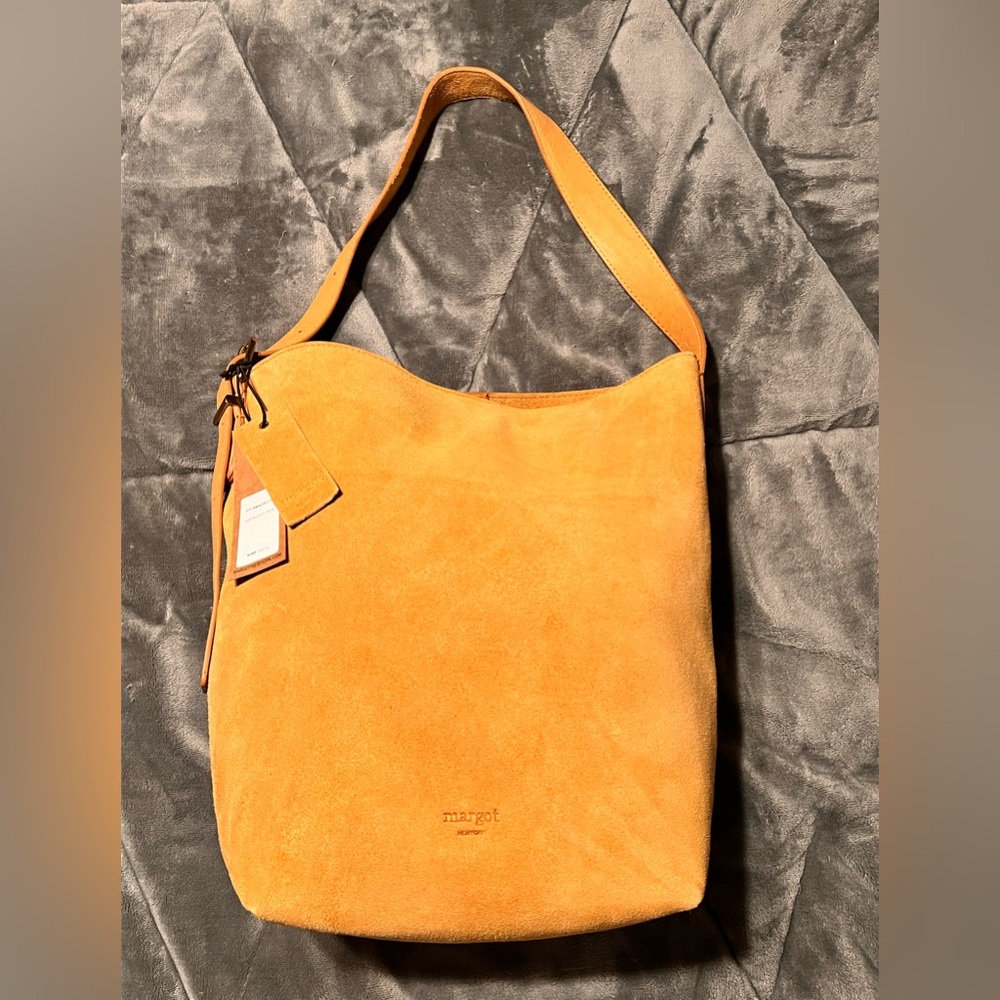 Margot New York Kaye Bucket Suede Leather Tote Bag NWT